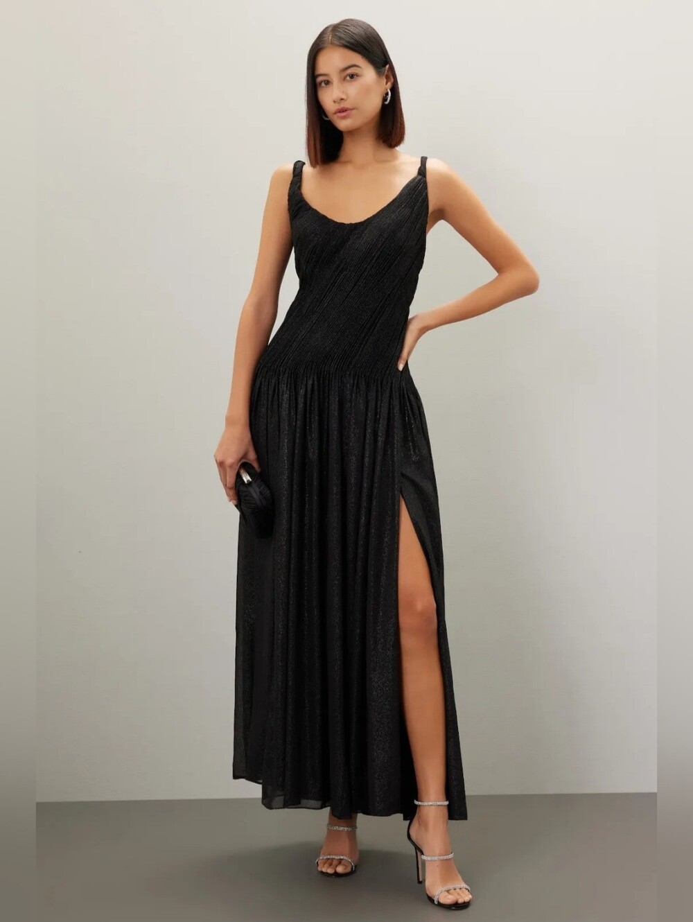 Rene Ruiz Collection Women's Hand Draped Gown, Black Chiffon Scoop Neck 2, $1295